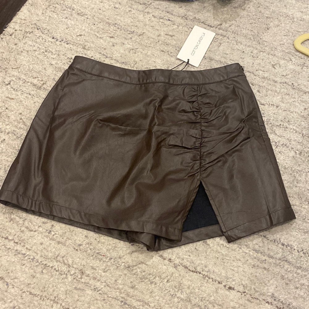 brown leather SKORT